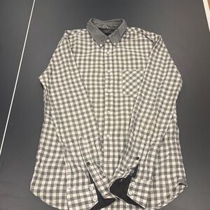 rag & bone Gray and White Checkered Casual Button Down Shirt